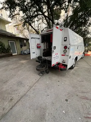 Magnet Plumbing service vehicle on-site for Sewer Line Repair in Mission Hills
